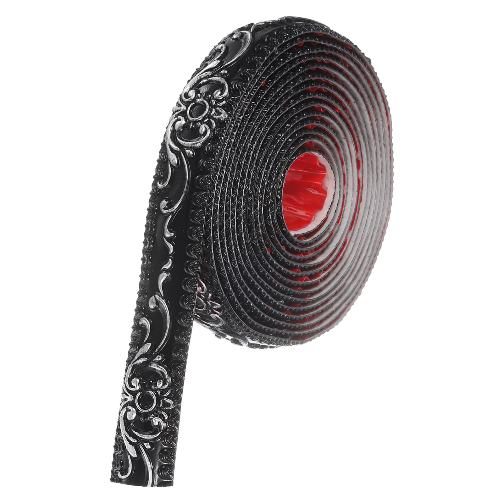 sourcing map Flexible Wall Trim 1.4" 16.4 Feet Self Adhesive DIY Peel and Stick Wall Molding Trim Flexible Caulk Strip for Ceiling Cabinet Mirror Home Decor, Black Silver