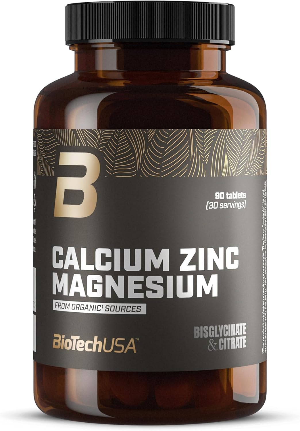 BioTechUSA Calcium Zinc Magnesium from Organic Sources | 4 Types of Organic Minerals | Synergistic Formula for Bone, Muscle, Nervous & Immune System, 90 Tablets