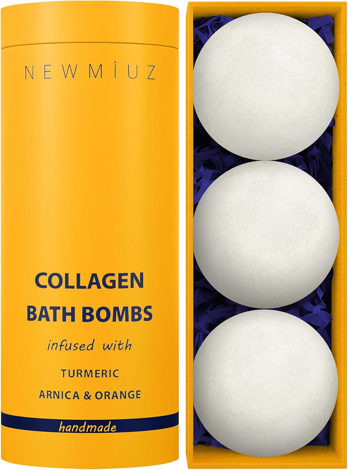 Collagen Bath Bombs Luxurious Bath Foam Gift for Dry Skin Hydration Moisturizing Turmeric Arnica Orange Essential Oil Infused for A Blissful Experience