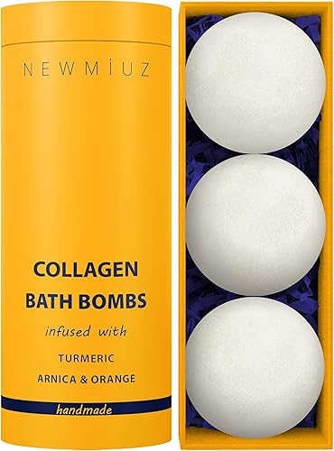 Bombas de baño naturales, regalo de espuma de baño de lujo para hidratación de piel seca, hidratante, aceite esencial de cúrcuma y árnica naranja