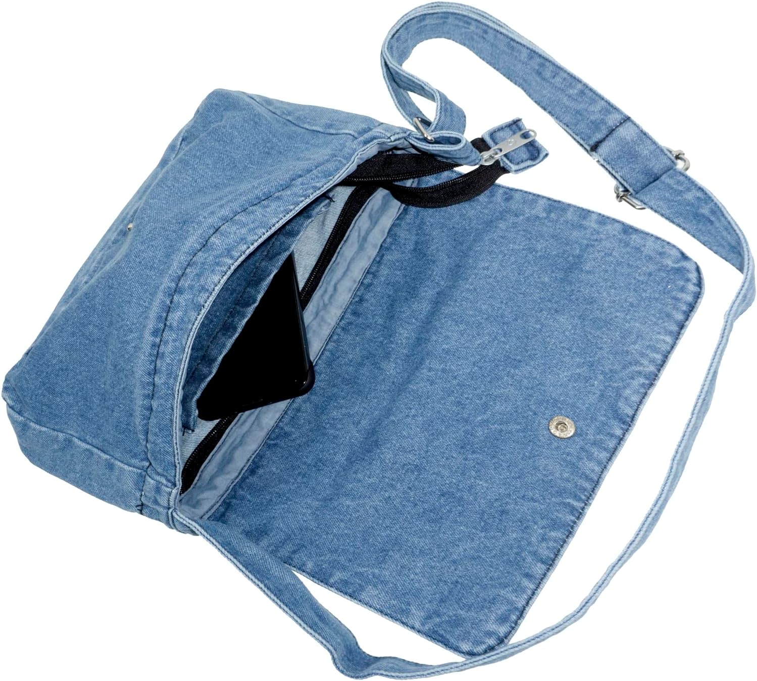 YunZh Denim Hobo Bag, Casual Style Lightweight Classic Retro Travel Shopper Purse Shoulder Handbag Messenger Bag - Image 6