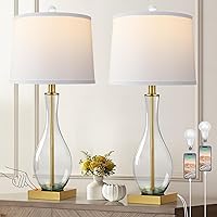 WIHTU Set of 2 27" Gold Glass Touch Control Table Lamps - 3-Way Dimmable Bedside Lamps with USB-C/A Ports & LED Bulbs Included