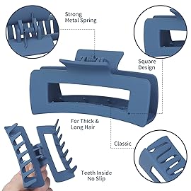 Sisiaipu Hair Clip - Claw, 4.1 Inch Extra Large for Thick, Long, Curly Hair, 12 Pcs, 12 Rubber Paint and Plastic Materials, Non-Slip Design, Women and Girls Hair Accessories - Multicolor