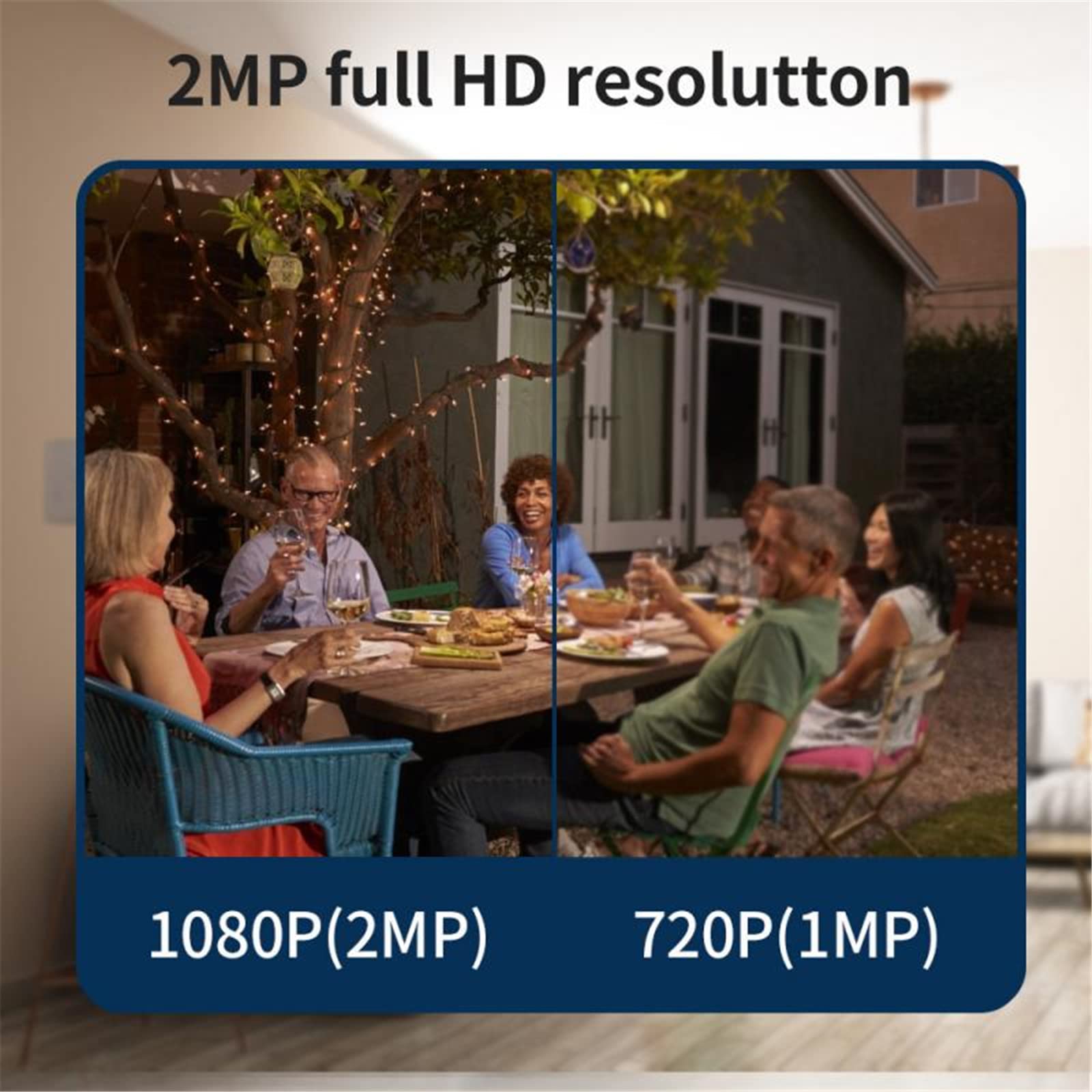 Caméra de sécurité Outdoor, 8 LED IP Caméra IP 2MP WIFI Vidéo Surveillance Vidéo Caméra de sécurité Vidéo Outdoor CCTV sans fil 1080p Détection de mouvement P2P