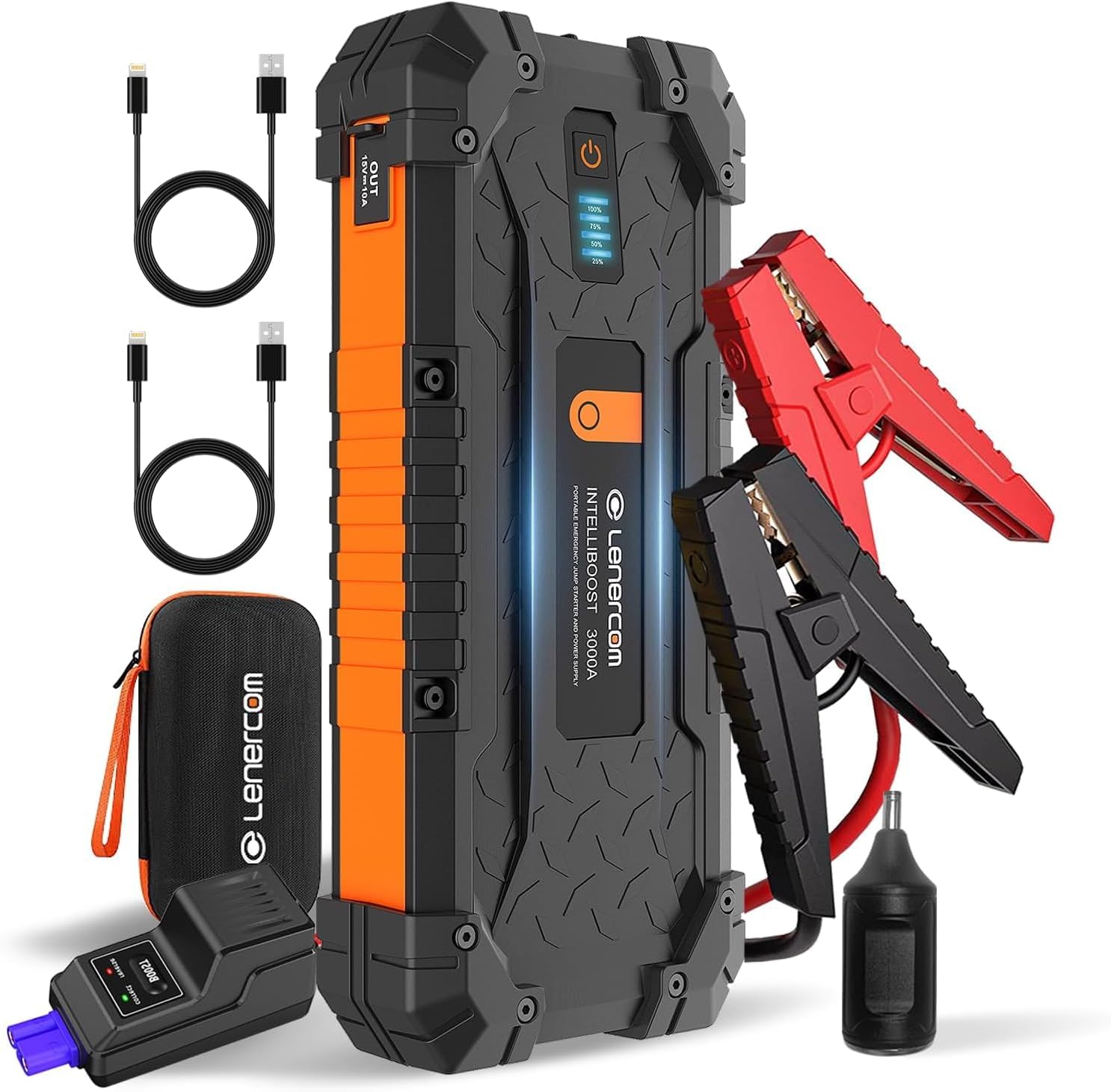 Amazon.com: Starthilfe, 3000A 24000mAh Tragbare Auto-Starthilfe Batteriepack für bis zu 10.0L Benzin- und 8.0L Dieselmotor, 12V Batteriestarthilfepack mit USB Schnellladung 3.0 & DC 15V Anschlüssen : Automobil