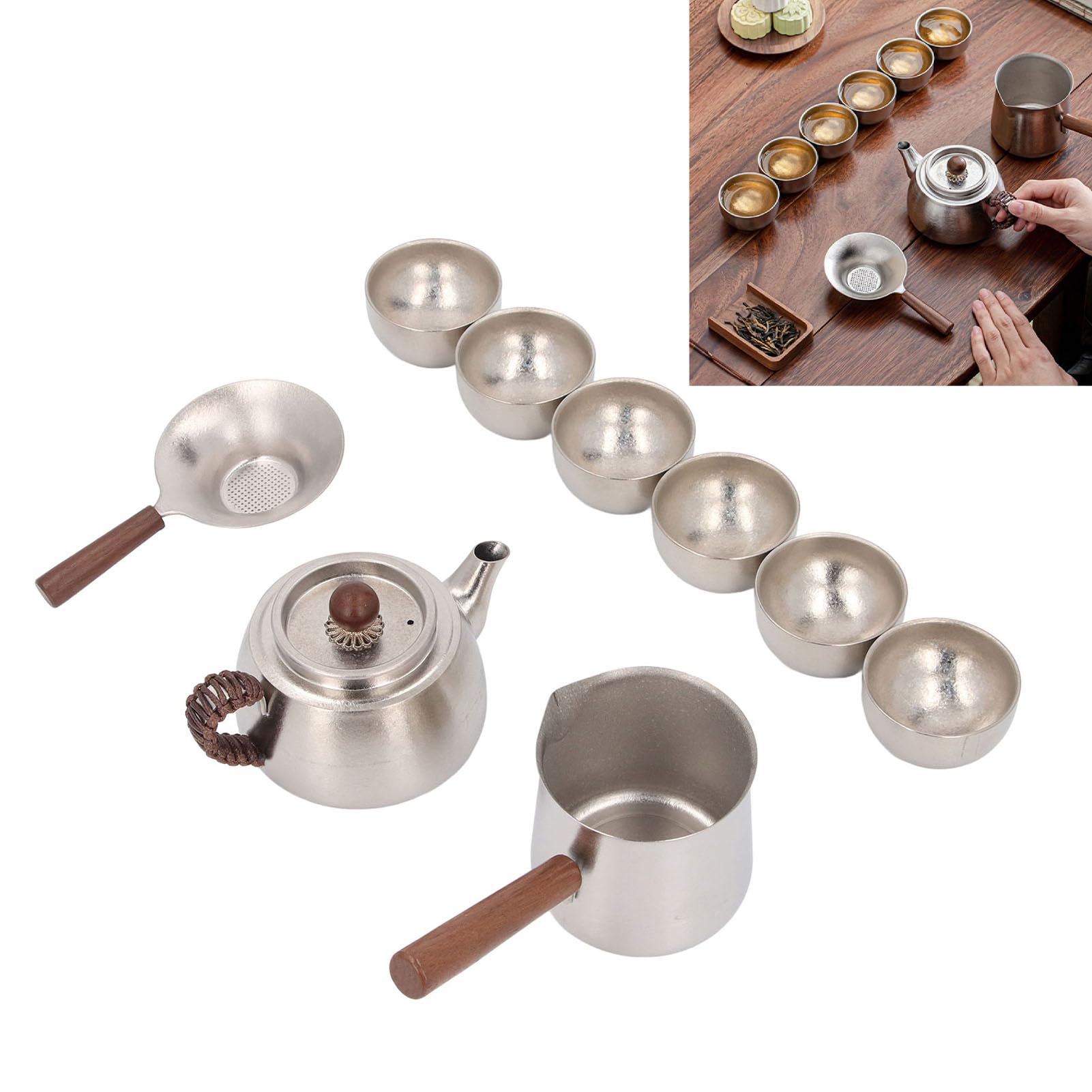 Set di Teiere Ti Teiera Termica 350ml Antiruggine con Manico e Colino per Regali per la Cerimonia del tè in Casa e in Ufficio