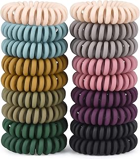 Hair Ties, 18 Pack Women Elastic Hair Ties, No Crease Spiral Hair Ties,Ponytail Hair Band Without Crease, No Pulling Hair, Strong Stretching Force, Suitable For Women And Children With Thick Or Thinning Hair,Basics