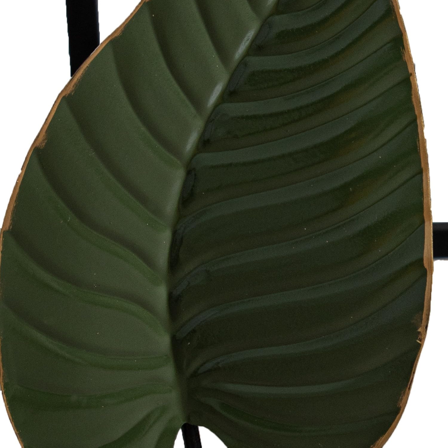 DRW Mesa de entrada consola recibidor de Metal y Madera con Flores tonos Tierra y Verdes 37x108x80 cm