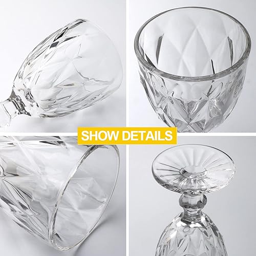 Miniatura 3 de Copa de vino, copa de vidrio transparente, diseño vintage de 12 onzas en relieve, copas de vidrio transparente para fiestas, bodas, prismáticos