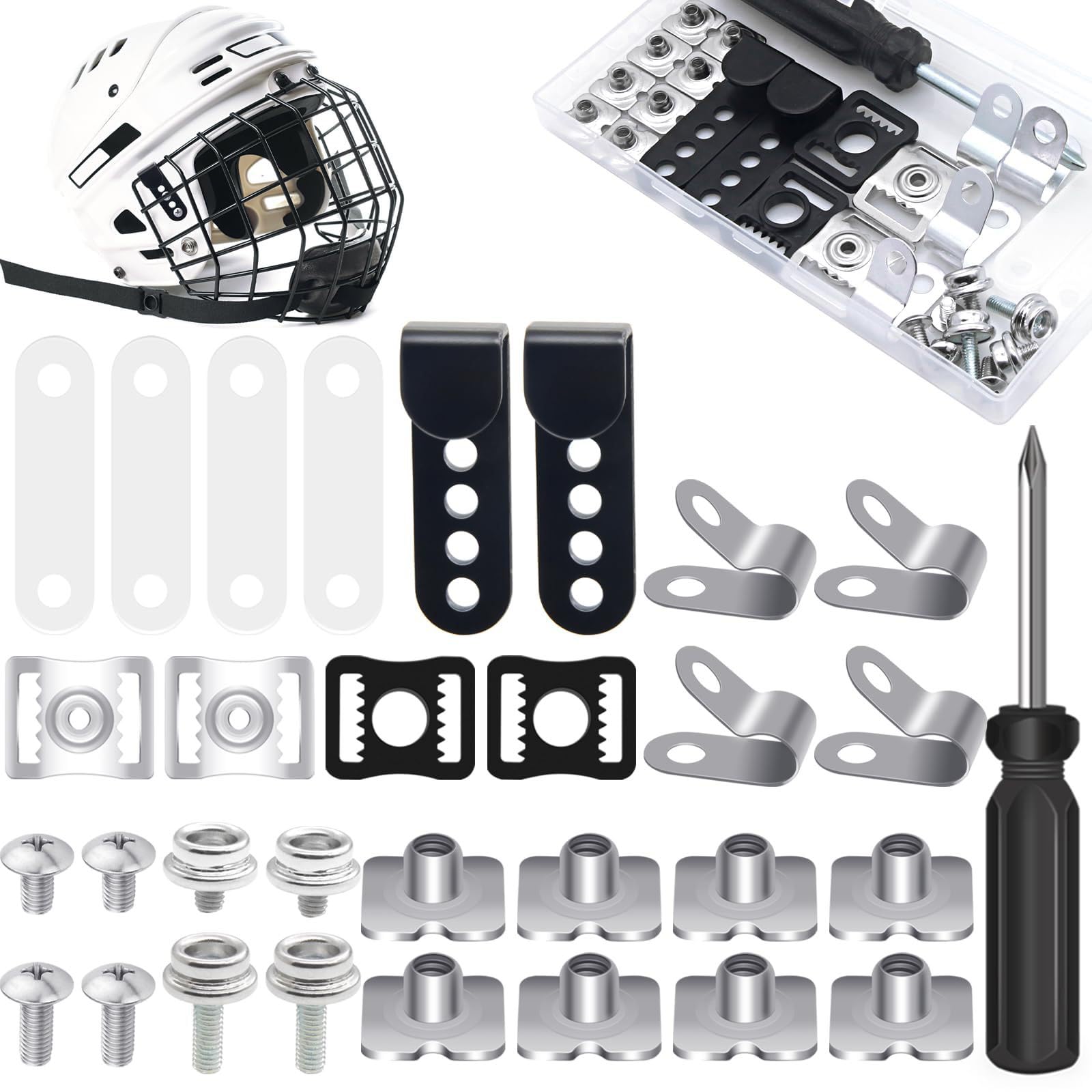 ZEXKENS Football Helmets Repair Kits Boxed Hockey Helmets Repair Kits Replacement Parts with Screws Nut Gaskets Screwdriver Set