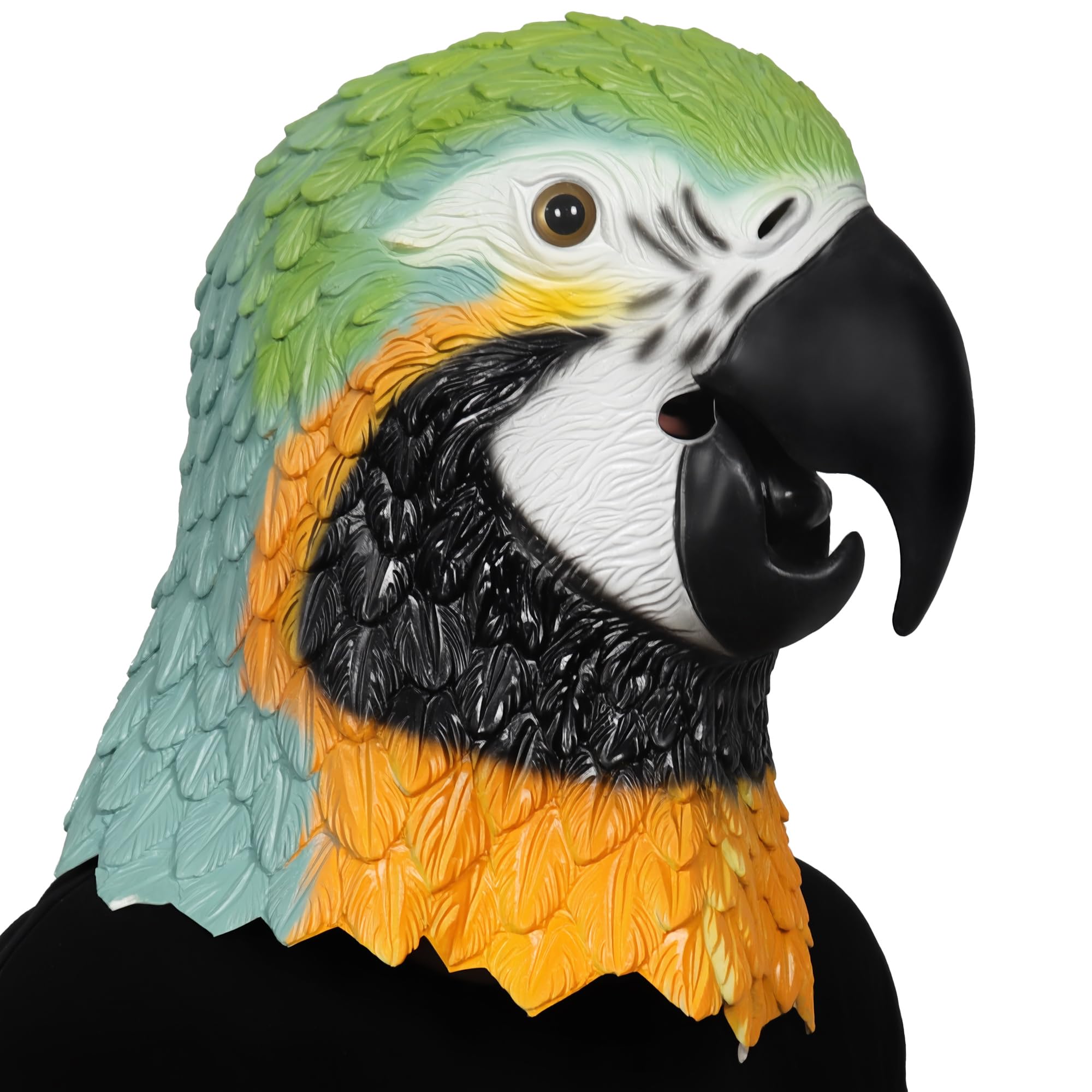 Maschera per pappagallo e costume per animali in lattice, traspirante, per carnevale, Halloween, design a piume 3D, per maschere e mercatini di Natale, per adulti (taglia unica)