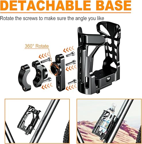 Miniatura 4 de Portavasos para motocicleta, soporte mejorado para botella de agua con luz ambiental, diseño expandible de rotación de 360°, carga máxima de 32