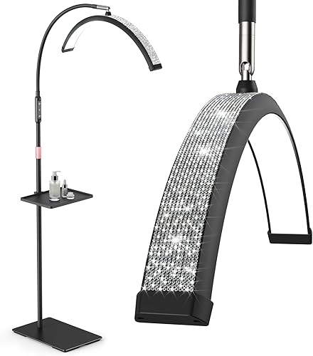 Miniatura 8 de Luz de pestañas, luz de media luna con diamantes brillantes de 23 pulgadas para extensiones de pestañas, arte de uñas, arte de tatuajes y cuidado