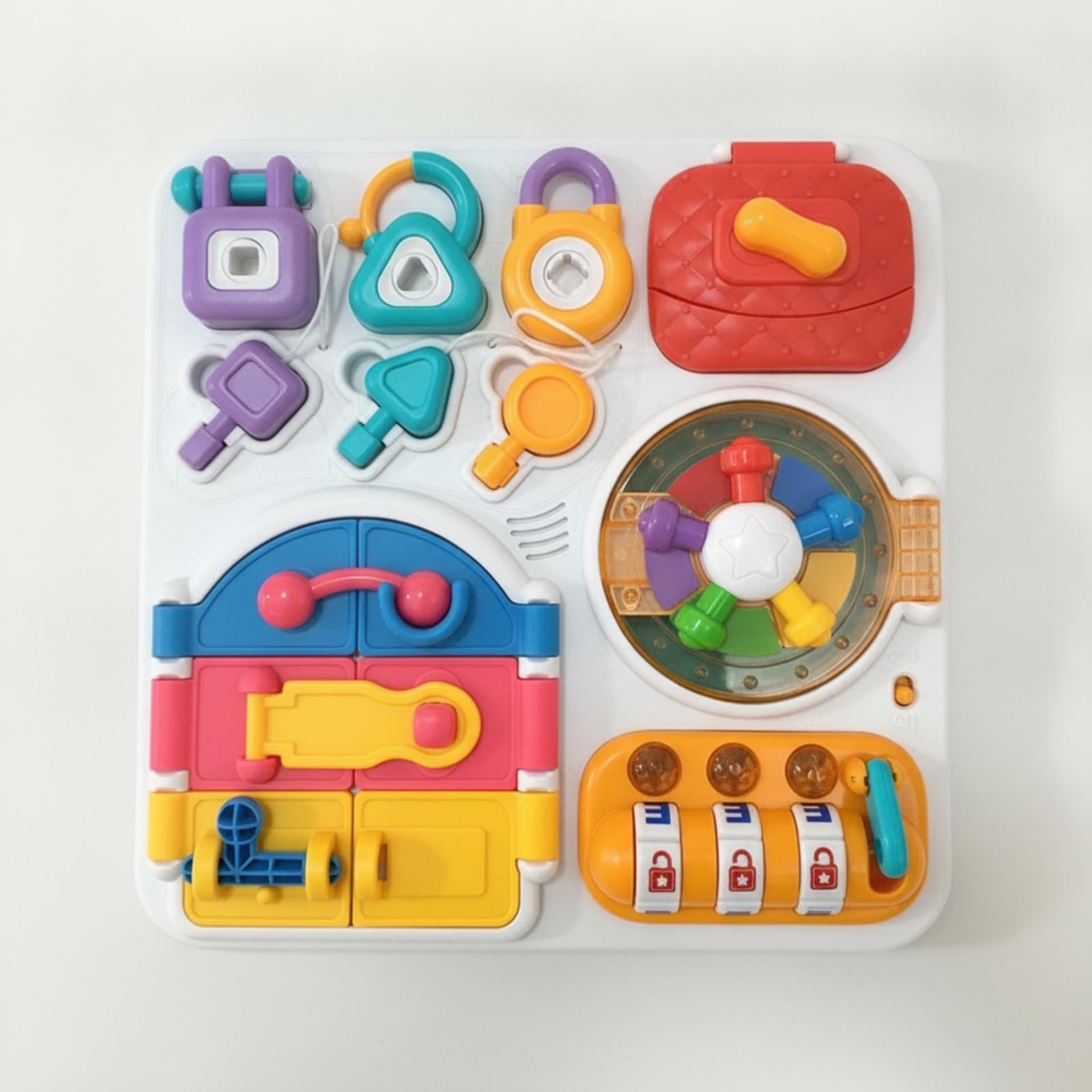 Bunt Beschäftigungsbrett mit Schlössern Motorikbrett, kompaktes Design für Unterwegs, Motorikbrett mit Schlössern, Zimmer, Babys