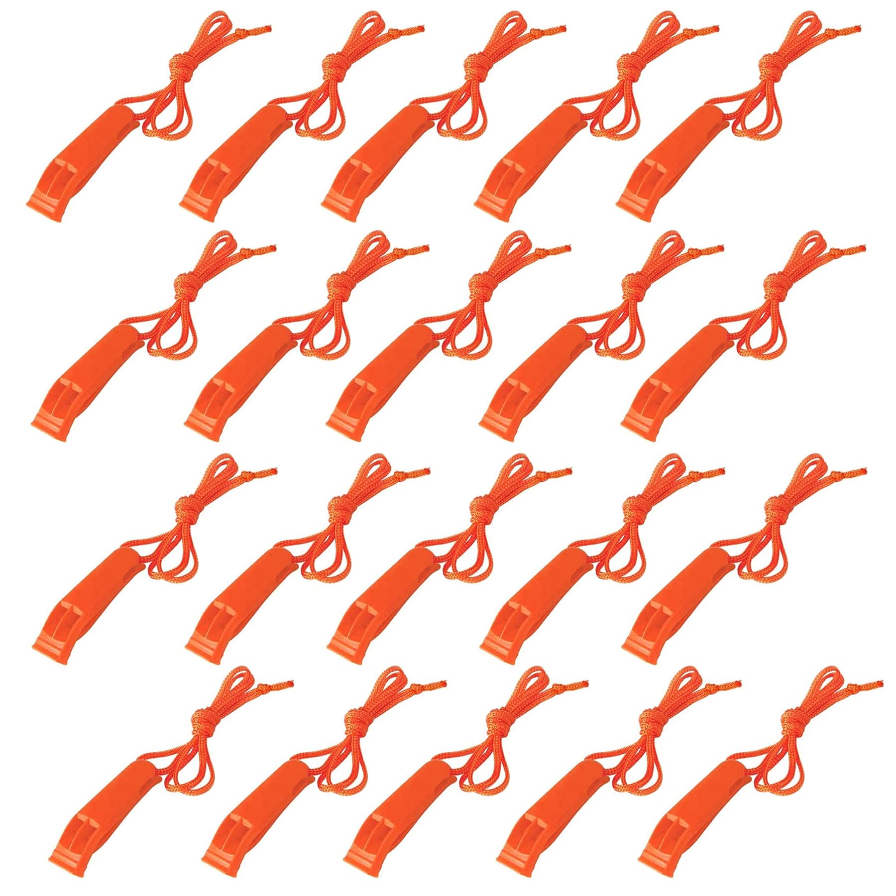 20 Pcs Emergency Safety Whistle Plastic Whistles Set with Lanyard