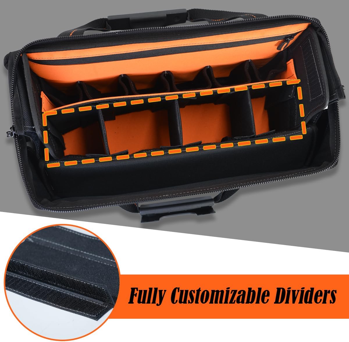 WELKINLAND 25-Pocket Electrician Tool Bag & Small Tool Bag Set, Wide-Opening Technician Tool Bags, Tools Bag W/ 13'' Laptop Compartment, Stay-Up Travel Tech Tools Bag, HVAC Service Tech Tool Bags - Image 4