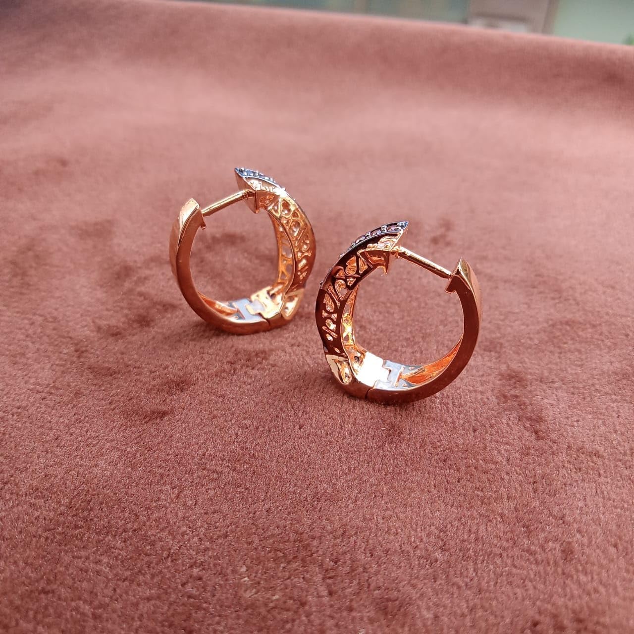 4 CT Round Shape Brown and White Diamond Intertwined Wedding Engagement Hoop Earrings In 14K Rose Gold Plated
