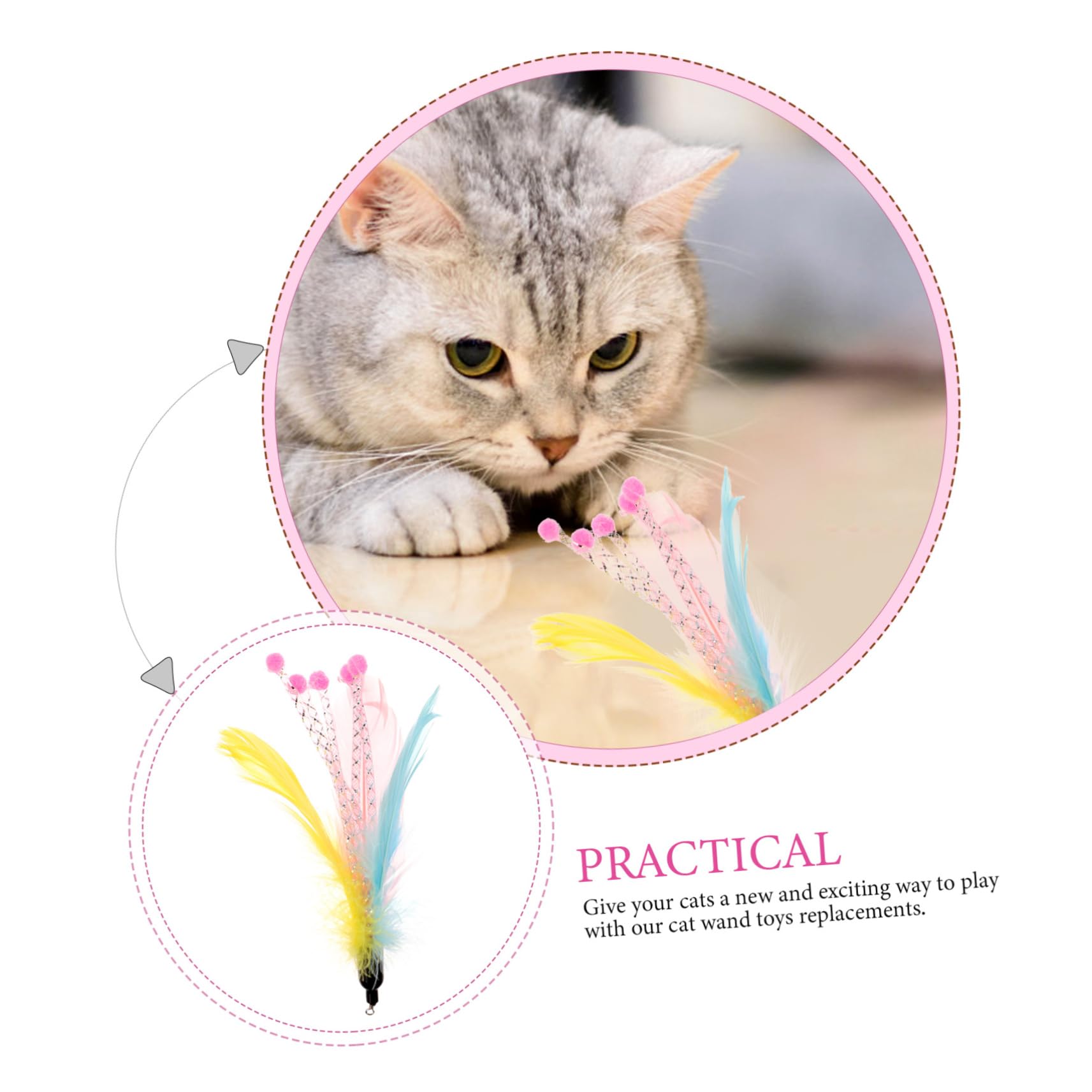 Kisangel 40pièces Jouets Plume pour Chats Canne à Interactive Remplacement De Jouets pour Chats Stimule Exercice Comportement