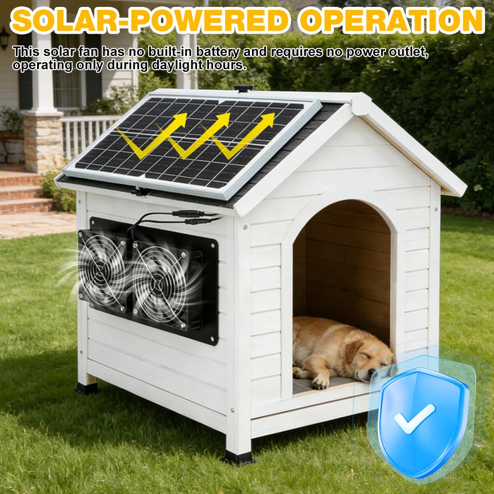 Solar Ventilator Gewächshaus, 16W Solarventilator Wasserdicht mit Unterstützung, Dual Ventilator Solar, Solar Lüfter für Kleine Hühnerställe, Schuppen, Ansaug- oder Abluft