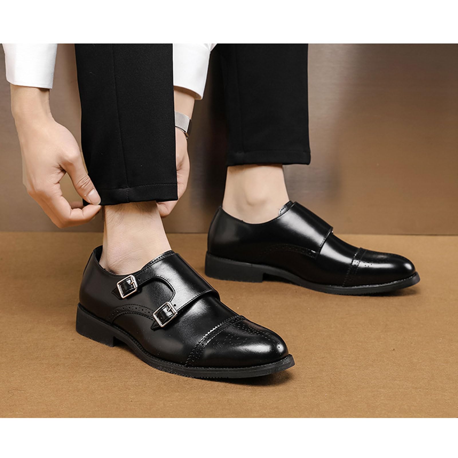Chaussures Homme À Double Monk Strap Élégantes pour Tenue Business Décontractée, Bureau & Événements Formels