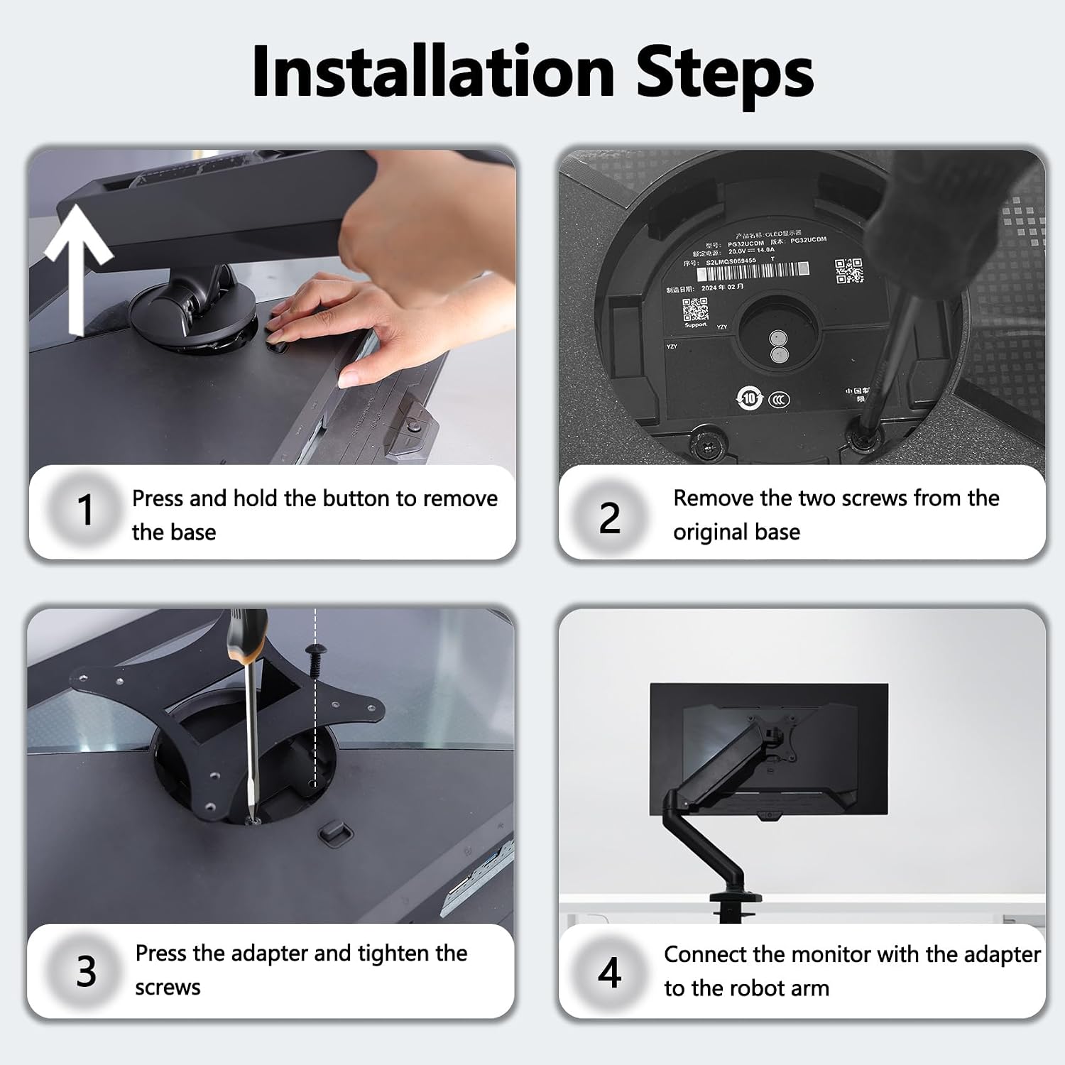 Mounting Brackets adapted for Computers XG27AQDMG VESA Adapter Compatible with ASUS ROG 27" 32" 34" Monitor（Fits XG27AQDMG,PG27AQDM,PG27AQDP,PG32UCDP,PG32UCDM,PG34WCDM–75x75 to 100x100 Mount