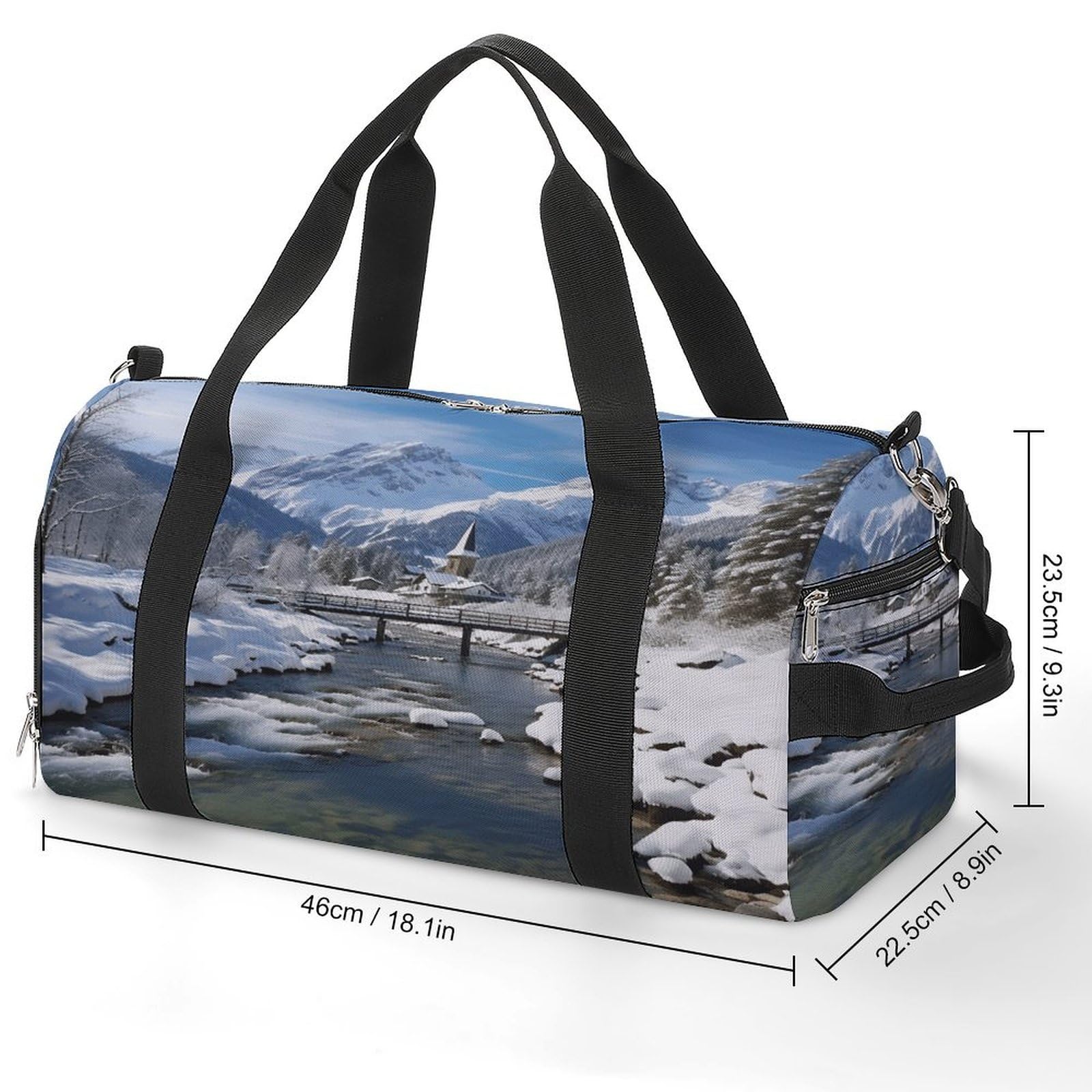 Turnbeutel für Damen Herren Winterlandschaft in den bayerischen Alpen Print Turnbeutel wiederverwendbar Turnbeutel Turnbeutel Turnbeutel mit Schuhfach Style One Size Modern, Stil:, Einheitsgröße,
