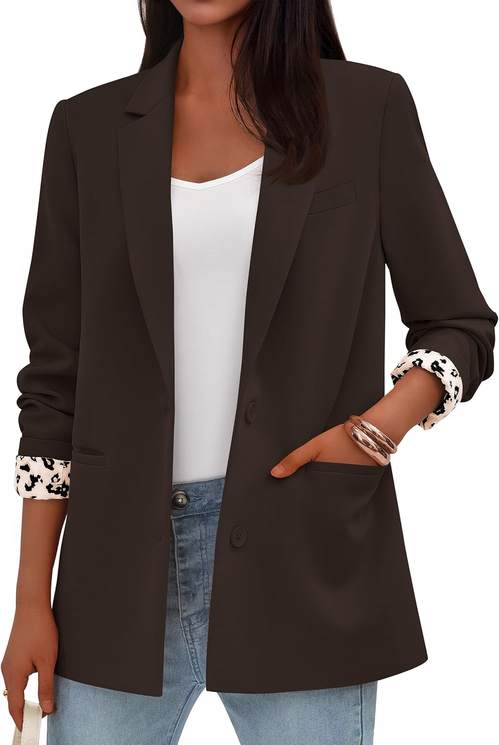 PRETTYGARDEN Blazers for Women 2026 Fall Work Office Suit Jackets Dressy Open Front Leopard Blazer Business Casual Outfits - Image 2