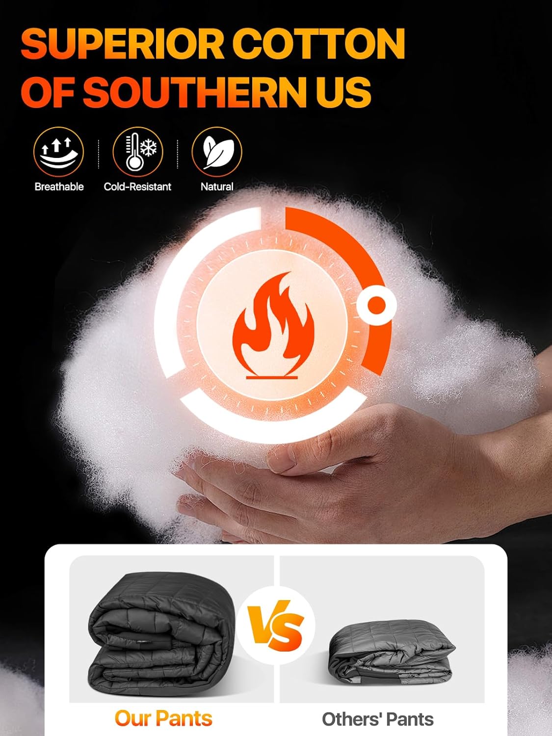 FREE SOLDIER Men's Warm Utility Puffy Quilted Insulated Pants Windproof Winter Pants - Image 3