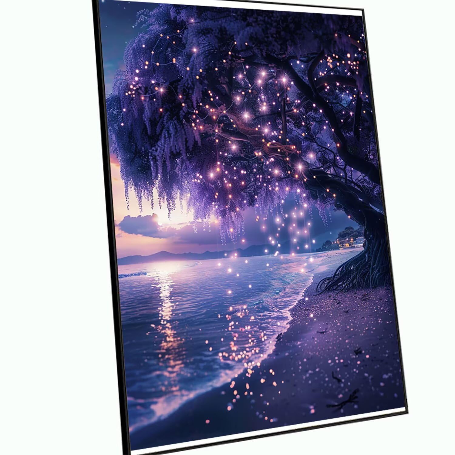 Malowanie diamentami duże 90 x 60 cm plaża malowanie diamentami kompletny zestaw, DIY pełne wiertło drzewo mozaika kryształ górski malarstwo diamentowe, diamentowe kryształowe obrazy artystyczne