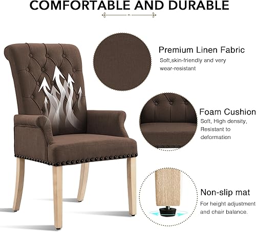 Miniatura 19 de LOULENS Lujosas sillas de comedor de terciopelo, modernas sillas de comedor tapizadas copetudas, reposabrazos con patas de acero inoxidable para