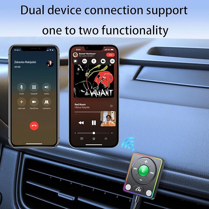 Adaptador Bluetooth 5.4 AUX para Coche, Manos Libres con Cancelación de Ruido miniatura 2