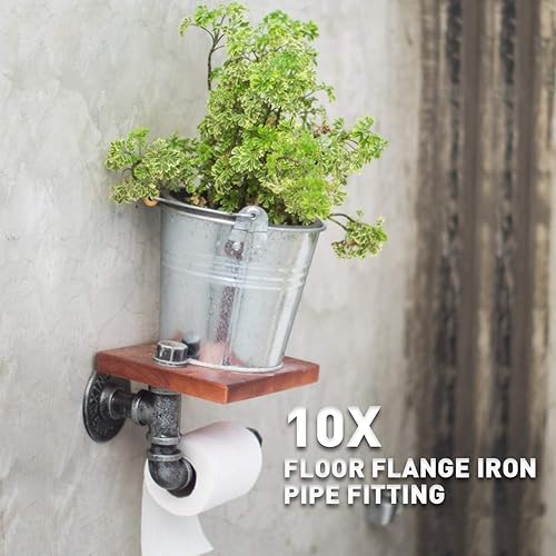 Miniatura 5 de Brida de piso de 1 pulgada, brida de tubo de hierro de 4 pernos Home TZH para estilo vintage industrial, bridas con orificio roscado para proyectos