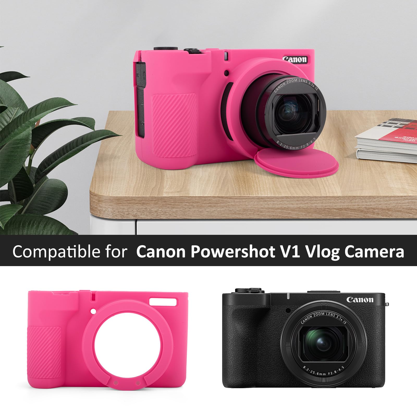 MUZIRI KINOKOO Etui na aparat Canon Powershot V1 – miękki silikonowy pokrowiec ochronny ze zdejmowaną osłoną obiektywu do aparatu Canon V1 Vlog – odporne na zarysowania i wąskie dopasowanie
