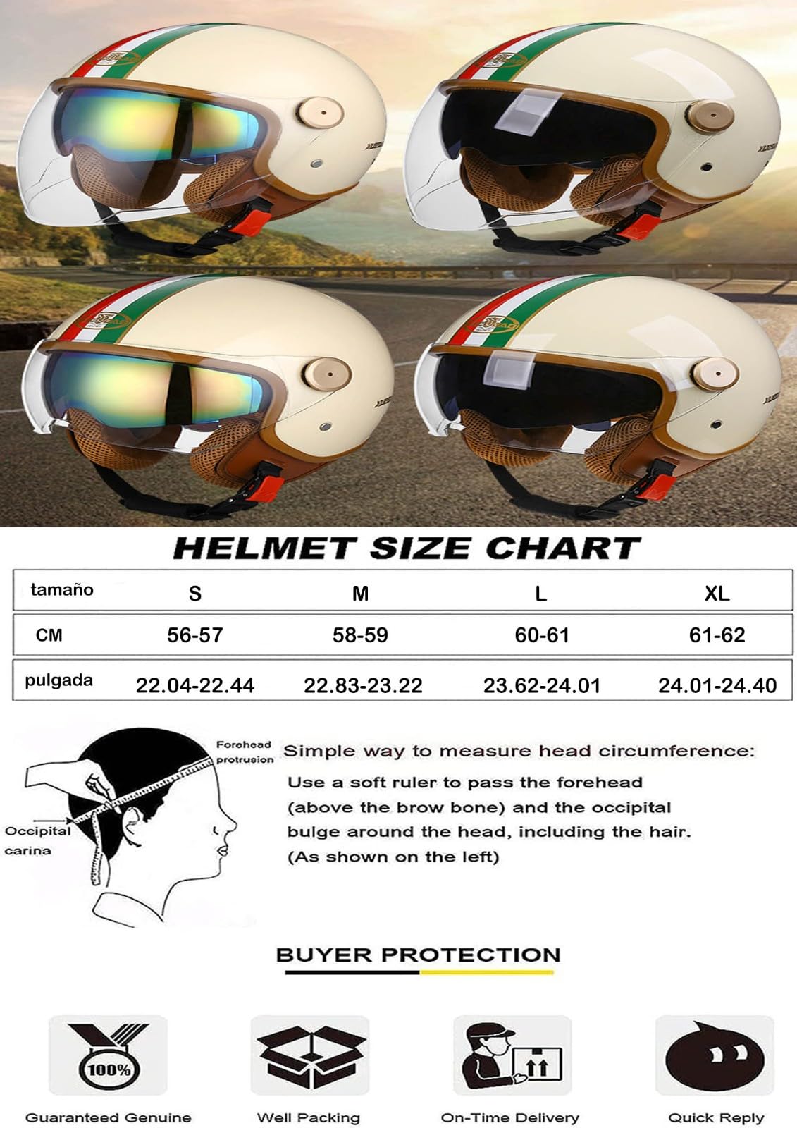 Casco Moto Retrò Casco Mezzo Jet A Faccia Aperta, Per Uomini E Donne Adulti Casco Scooter Con Visiera Casco Ciclomotore Approvato DOT/ECE