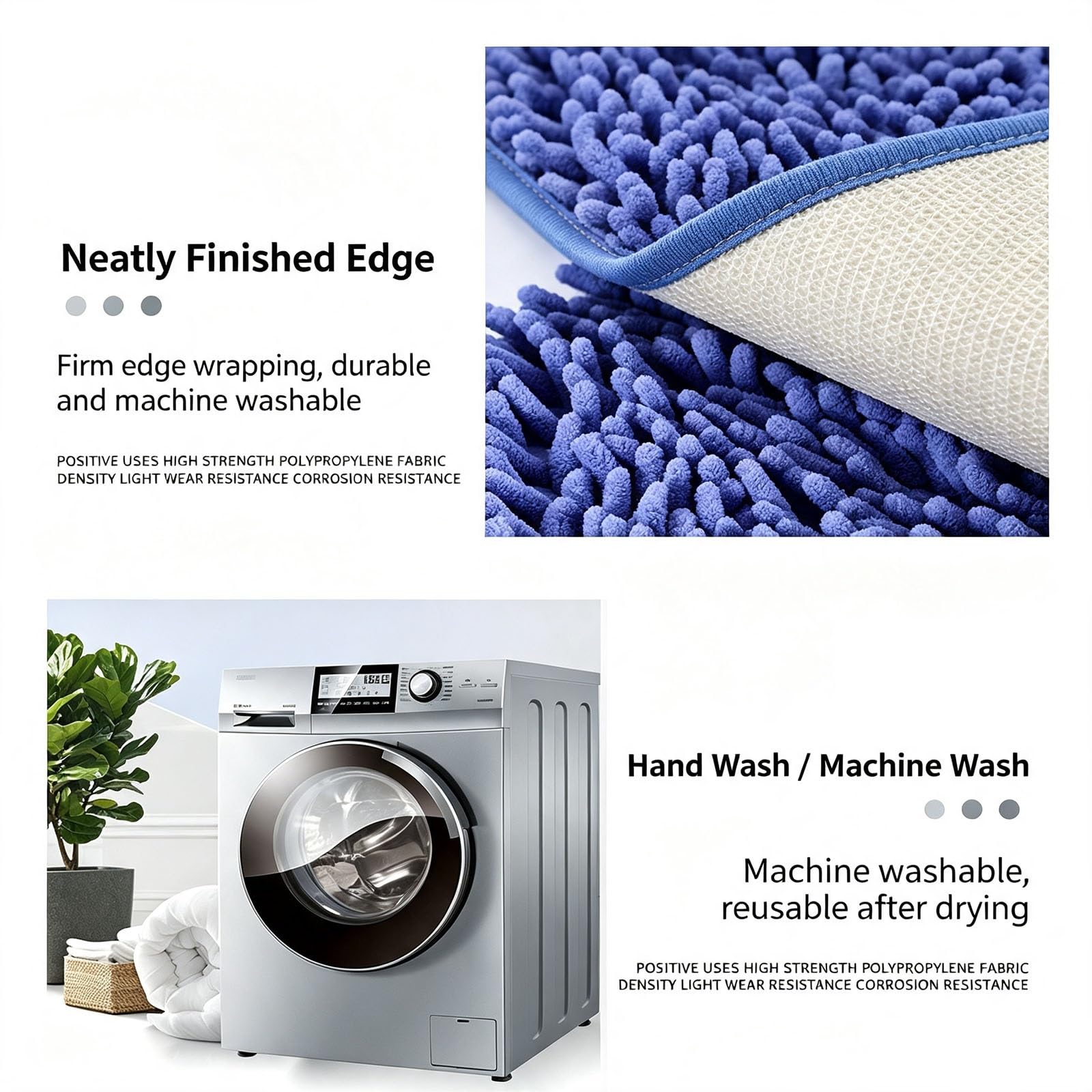 Tapis De Douche Antiderapant, Lavables Et Absorbants en Chenille