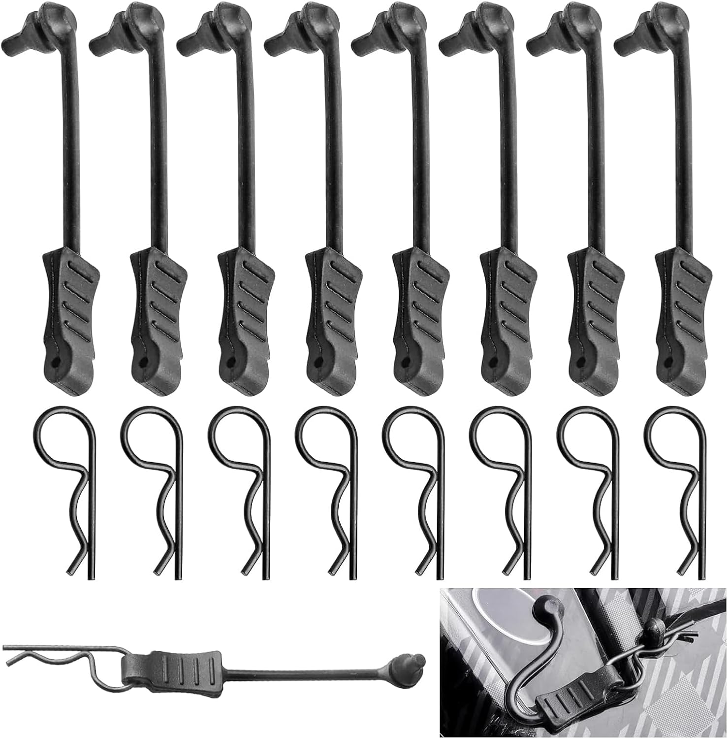 20pcs HobbyPark Universal RC Car Body Clips and Retainer for All 1/10 1/12 Scale Arrma Traxxas Axial SCX10 Losi Redcat HPI Exceed Scale Models Black Pins