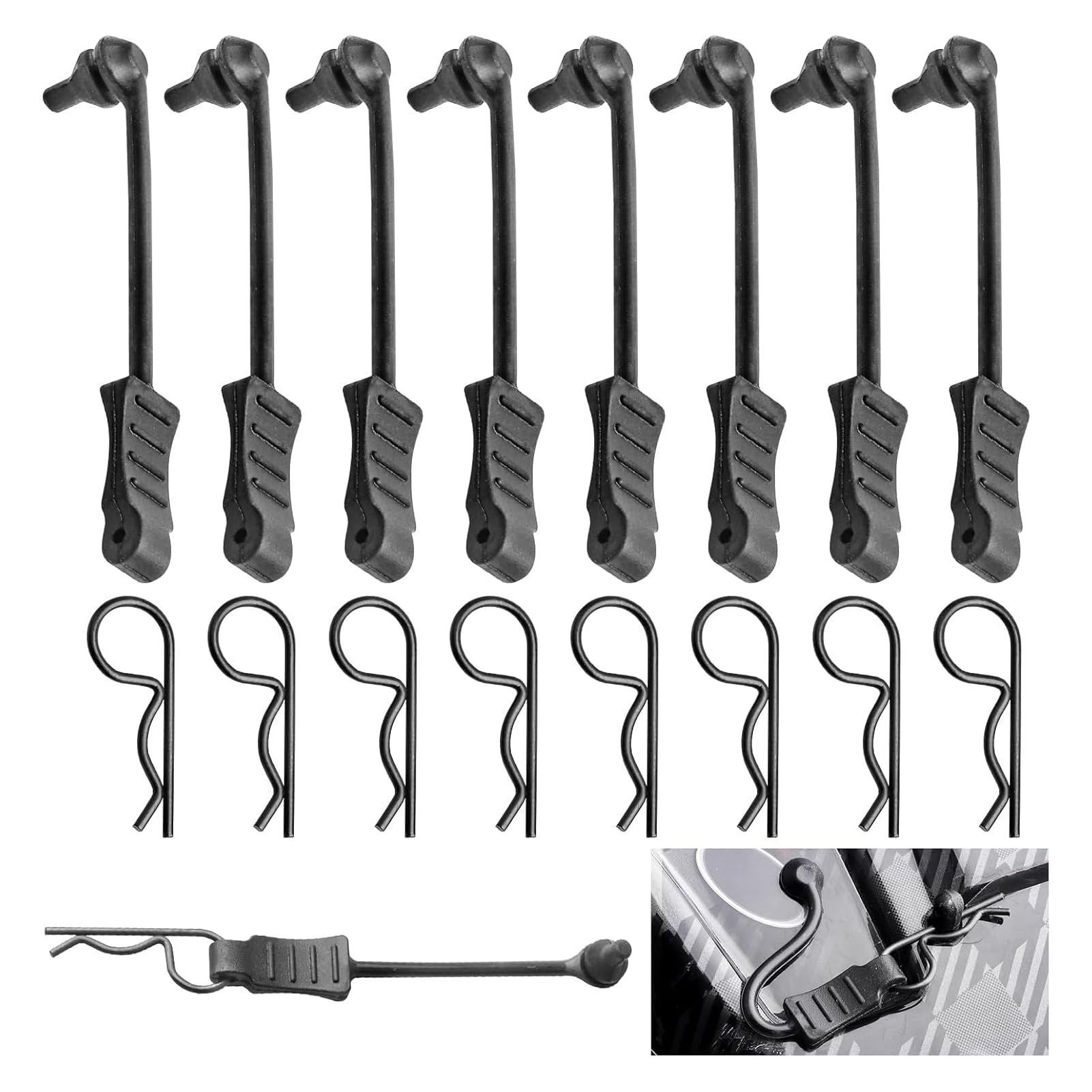 20pcs HobbyPark Universal RC Car Body Clips and Retainer for All 1/10 1/12 Scale Arrma Traxxas Axial SCX10 Losi Redcat HPI Exceed Scale Models Black Pins