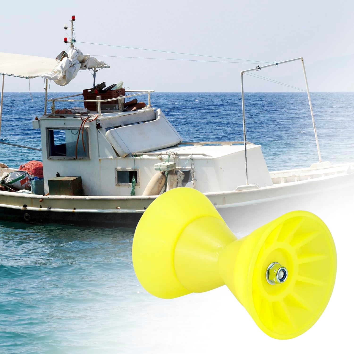 QWORK 4" x 7" Boat Trailer Roller Bow Stop, Polyurethane, 1/2" Mounting Hole, UV & Seawater Resistant