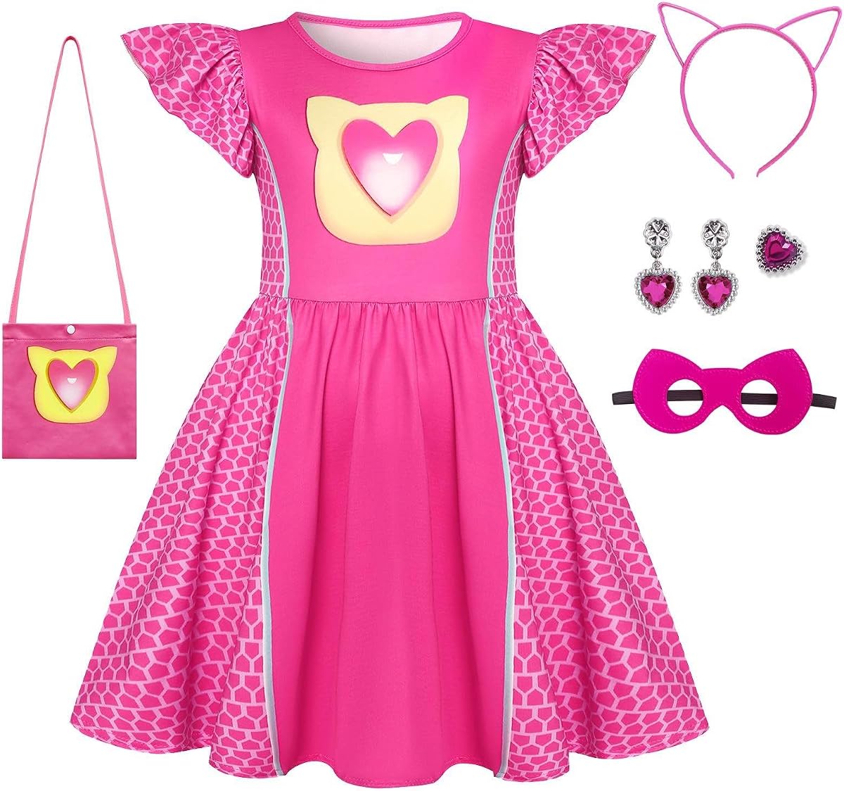 Girls Superhero Cosplay Costume Kitties Dress Movie Character Cat Dress Up Outfits