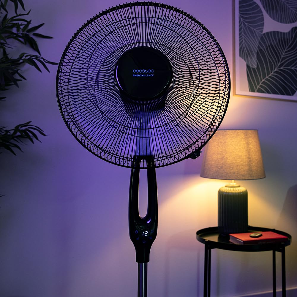 Cecotec Ventilateur sur Pied EnergySilence 560 Max Smart, 45 W, Diamètre 30 cm, 5 Pales, Contrôle Facile et Tactile, 3 Vitesses et Minuterie jusqu'à 12 Heures, Oscillation Automatique à 80º