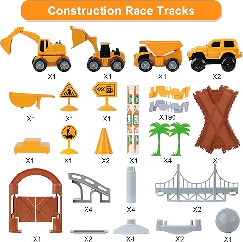 Miniatura 2 de Juguete de pista de carreras de construcción para niños, regalos de cumpleaños para niños de 3, 4, 5, 6, 7, juego de ingeniería con más de 220