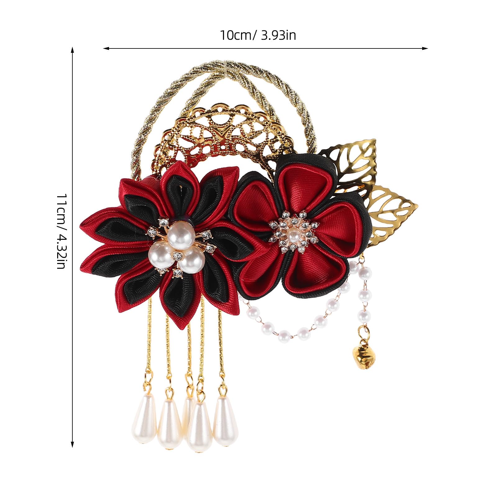 SEWACC 4 Piezas Pinza Pelo Estilo Hanfu Diseño Floral Elegante, Material Cómodo de Metal y Tela, Accesorio Versátil para Vestuario Tradicional Asiático