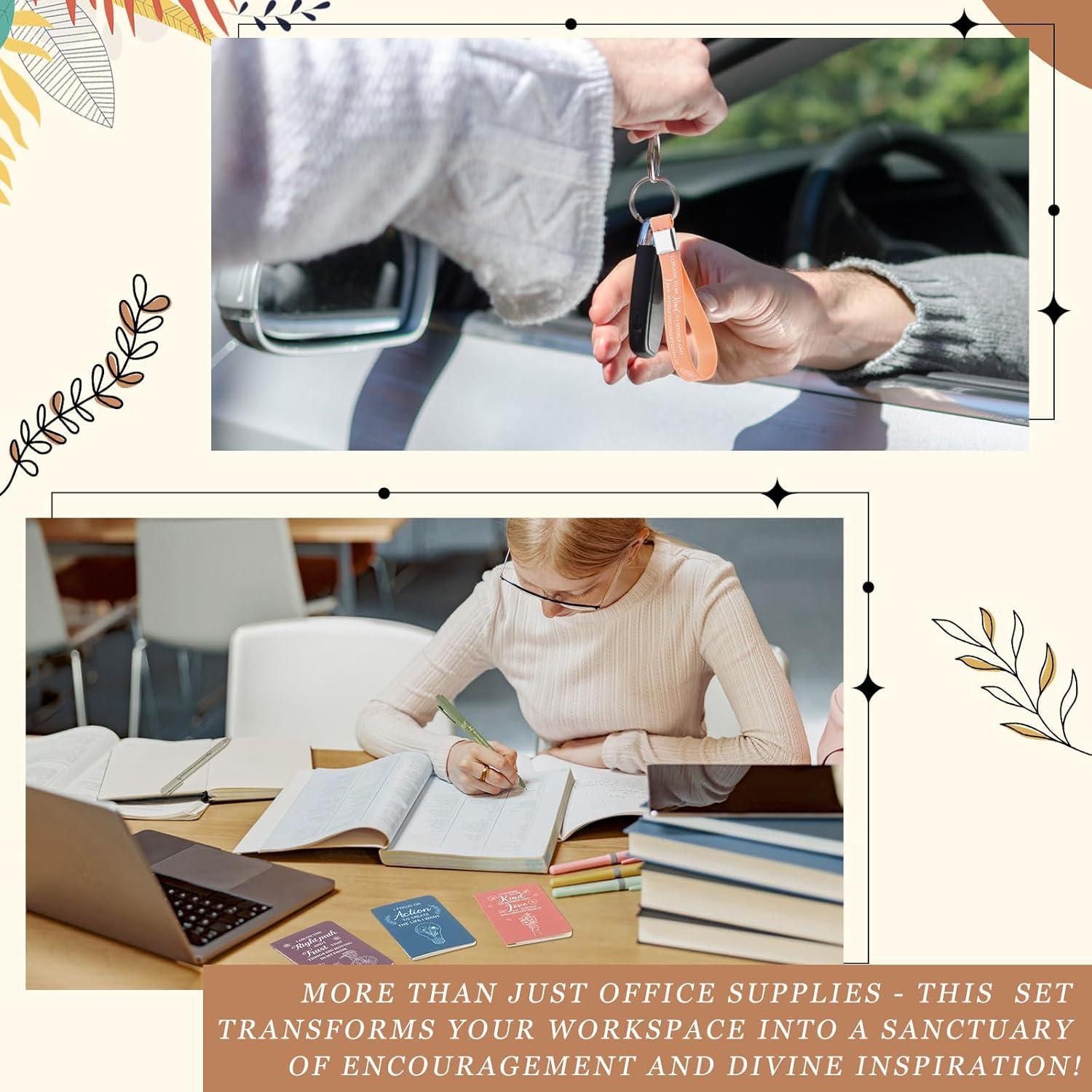 12 Sets / 48 Pcs Inspirational Galentines Gifts Bulk for Employee Appreciation, 24 oz Plastic Cups and Pens Notebooks Keychains Set, Group Valentine Gifts for Office Staff Coworkers - Image 7