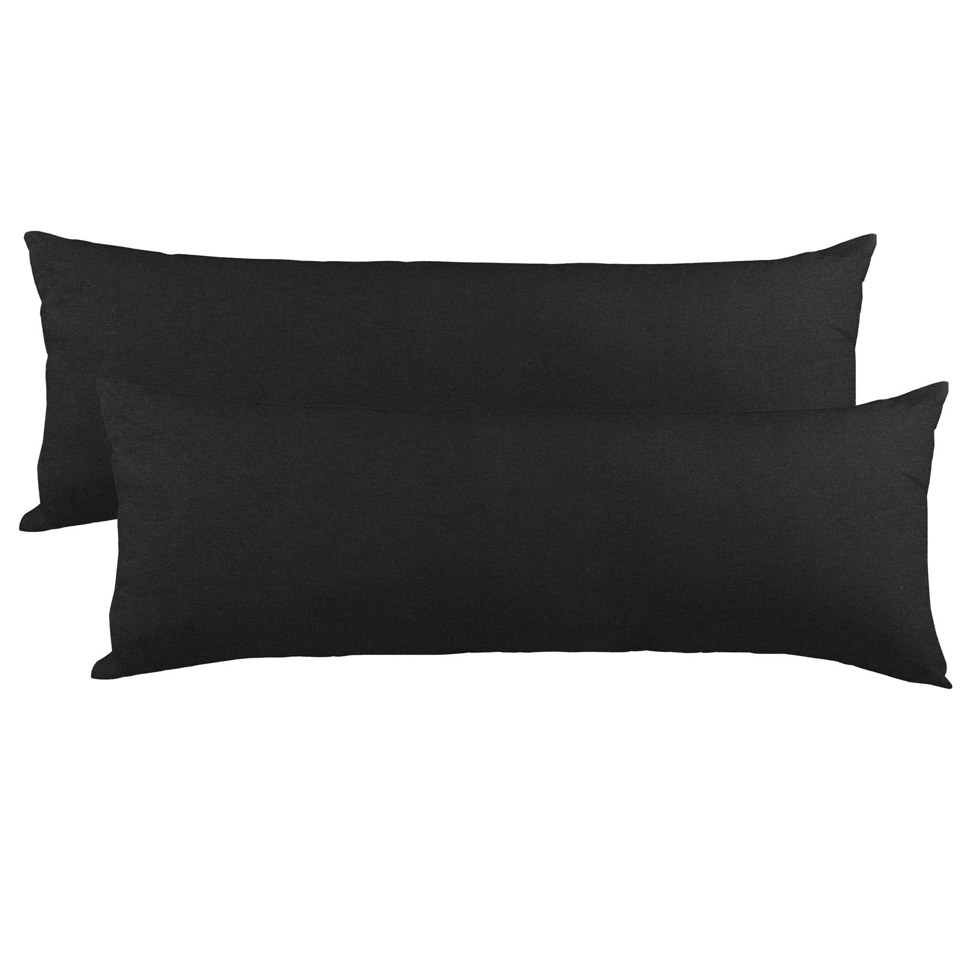 CelinaTex BeNature Kissenbezug Doppelpack 40 x 145 cm schwarz Baumwolle Seitenschläferkissen Bezug Jersey