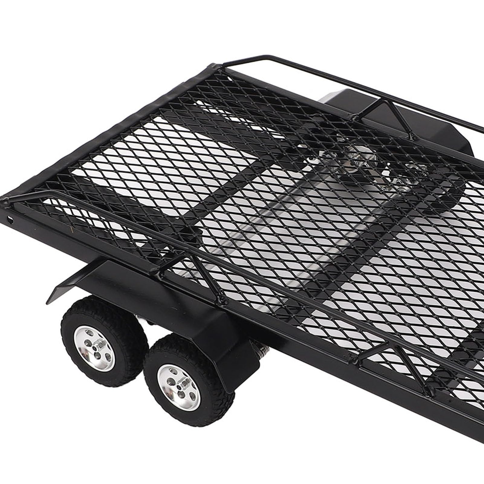 Przyczepa RC w Skali 1/18 Metalowy Zaczep do Montażu na Podwójnej Osi z 4 Oponami Antypoślizgowymi, Akcesoria do Zdalnie Sterowanego Samochodu Gąsienicowego