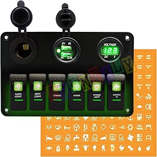 Frentaly Car Marine Boat 6-Gang Waterproof Circuit Red LEDs Rocker Switch Panel Breaker - coolthings.us