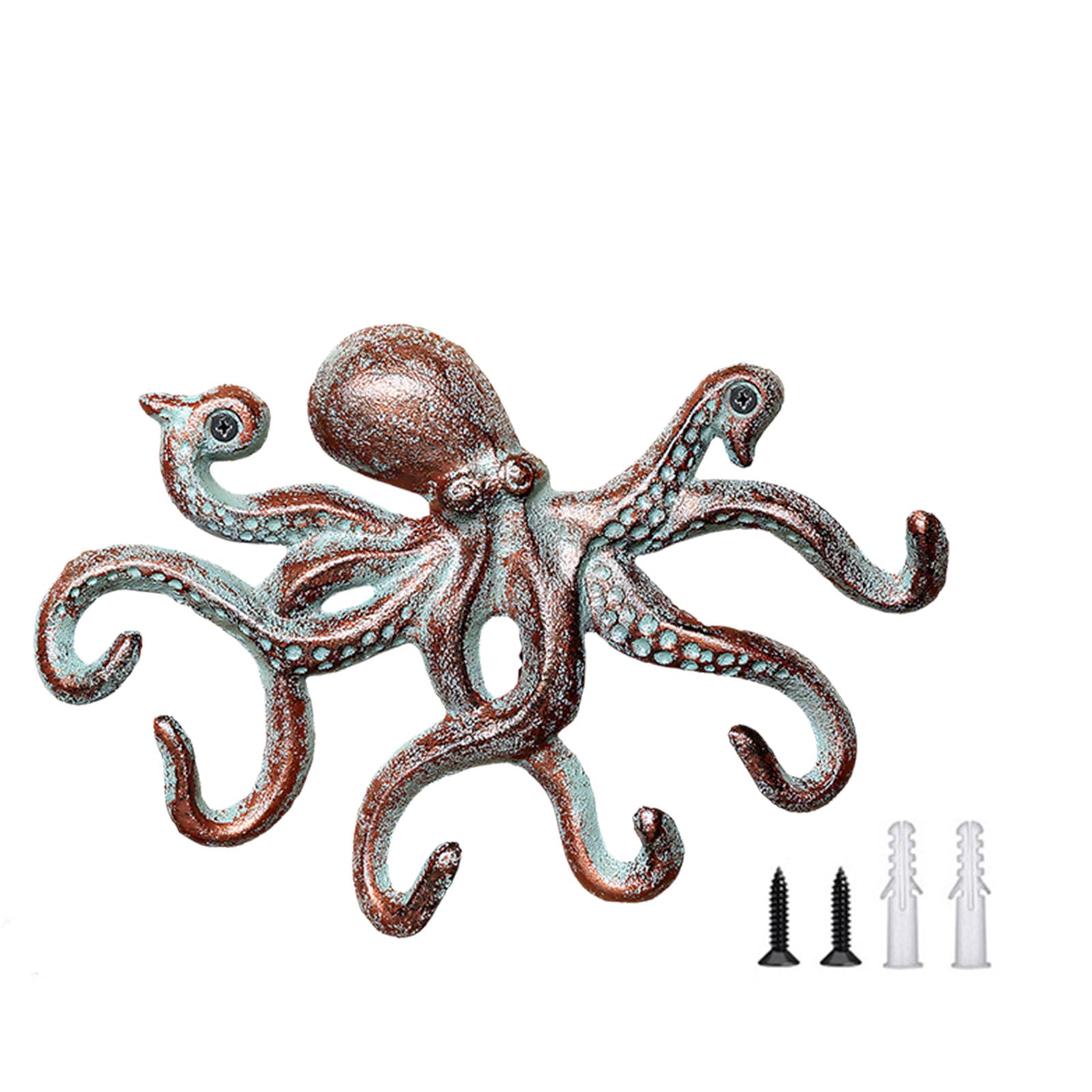 Hsioluted Handcrafted Octopuses Metal Wall Hook for Keys Offices and Home Decoration Towel Rack Outerwear Hanger Artistic Wall Mounted Hook