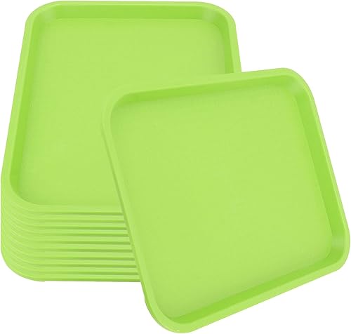 Miniatura 5 de Paquete de 12 bandejas para servir comida rápida, bandeja rectangular de plástico de 10 x 14 pulgadas, color verde