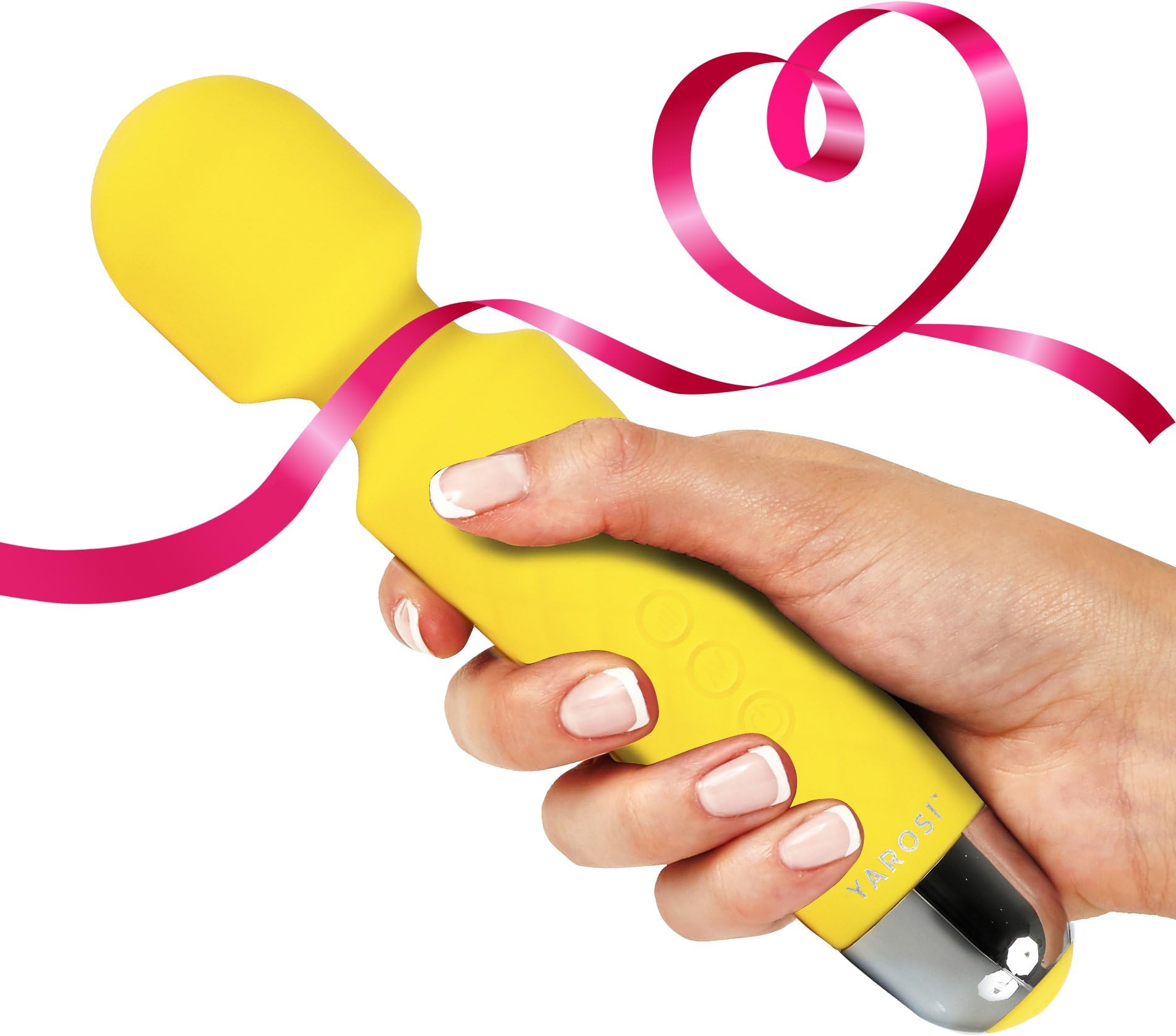 Therapeutic Massager Device by Yarosi - Strongest Cordless Handheld Vibrating Power - Best Rated for Travel Gift - Magic Stress Away - Perfect on Neck Back Foot Hand Pains and Sports Injury- Yellow