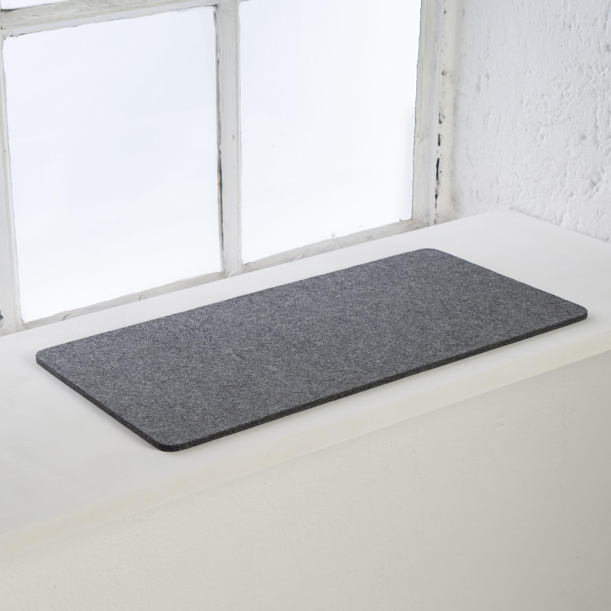 LucyBalu® Fensterbrettauflage für Katzen aus Wollfilz | Liegematte Fensterbank Katze | Katzenkissen | Fensterliegeplatz Katzen | Katzenbett Fensterbank | Fensterliege als Katzenfensterbett | Anthrazit